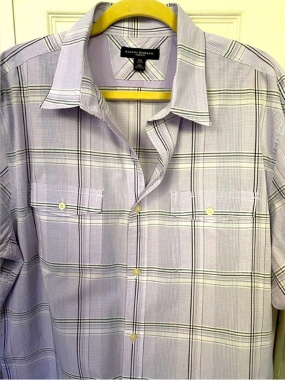 Banana Republic Dress Plaid Purple Shirt size Neck17.5 - Picture 5 of 11